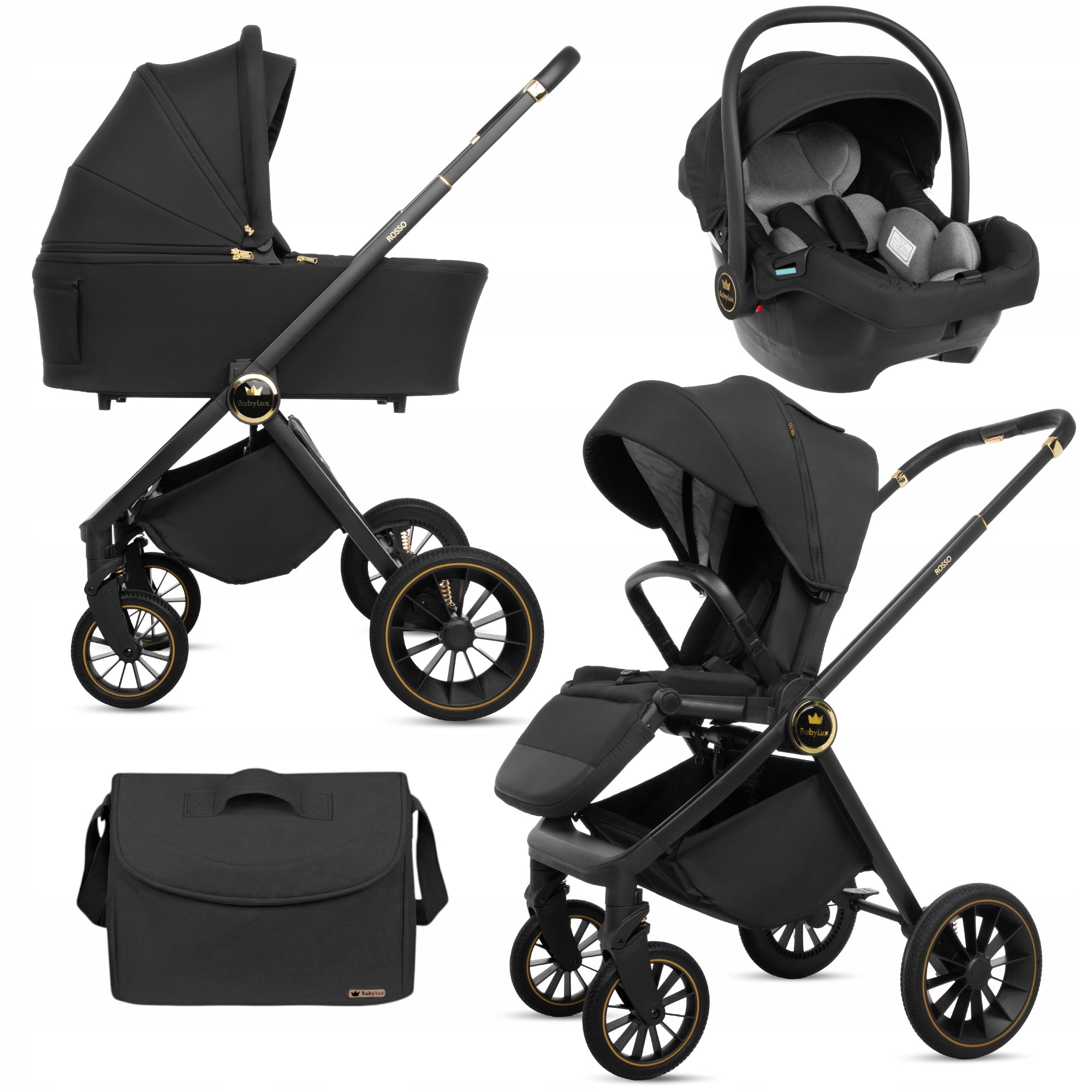 Baby Stroller 3in1 BabyLux ROSSO Stroller Gondola Seat Multifunctional
