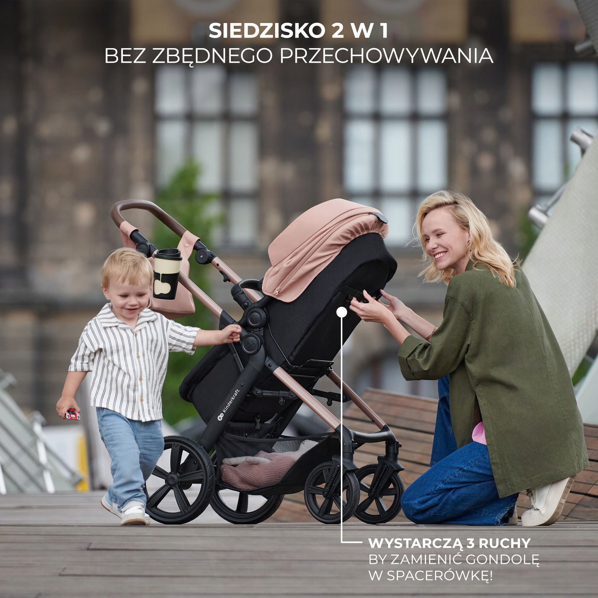 Baby Stroller 3in1 Kinderkraft MOOV 2 AIR with MINK PRO Grey Manufacturer code KSMOOV02LGR3000
