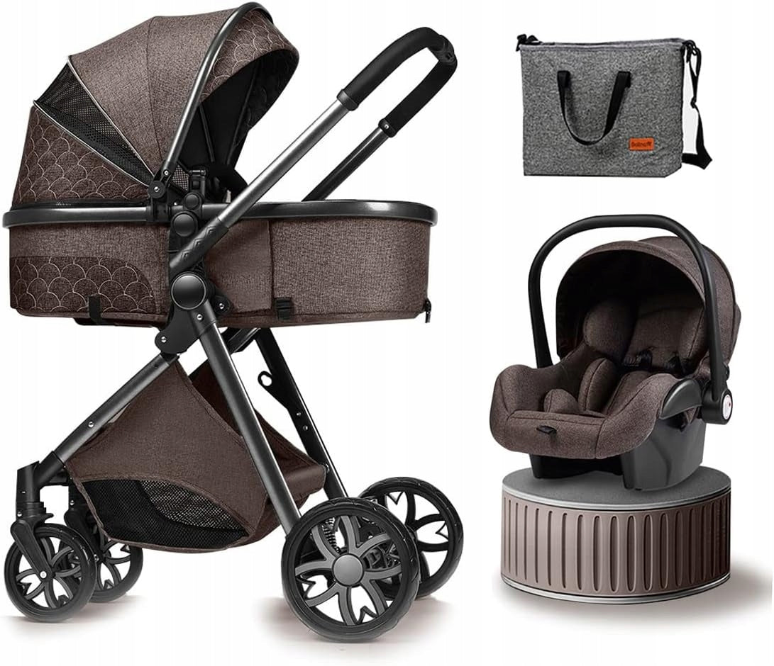 Baby Stroller 3in1 Stroller Gondola Seat Brown