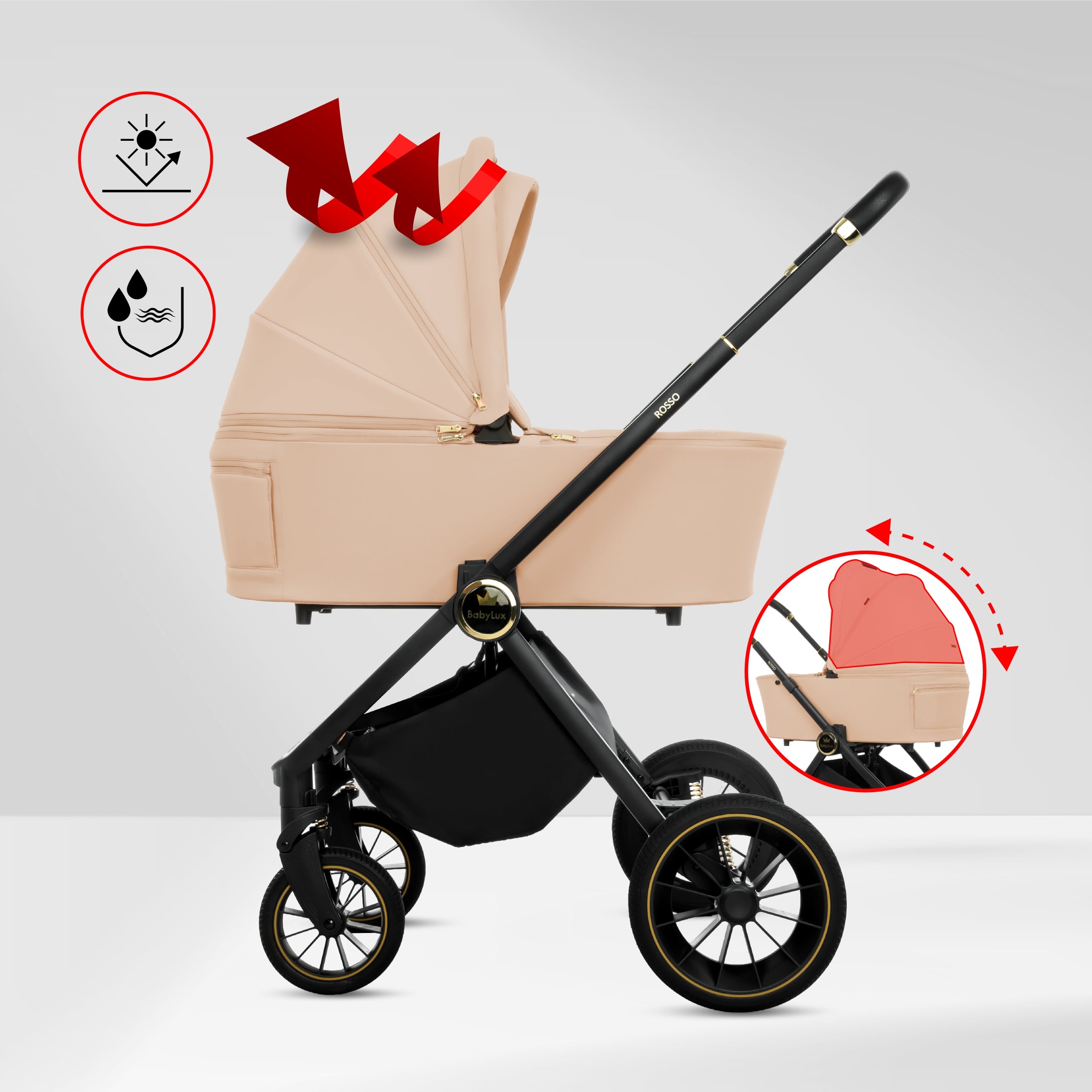 Baby Stroller 4in1 BabyLux ROSSO Stroller Gondola Seat Base Isofix Manufacturer code 5904905127976
