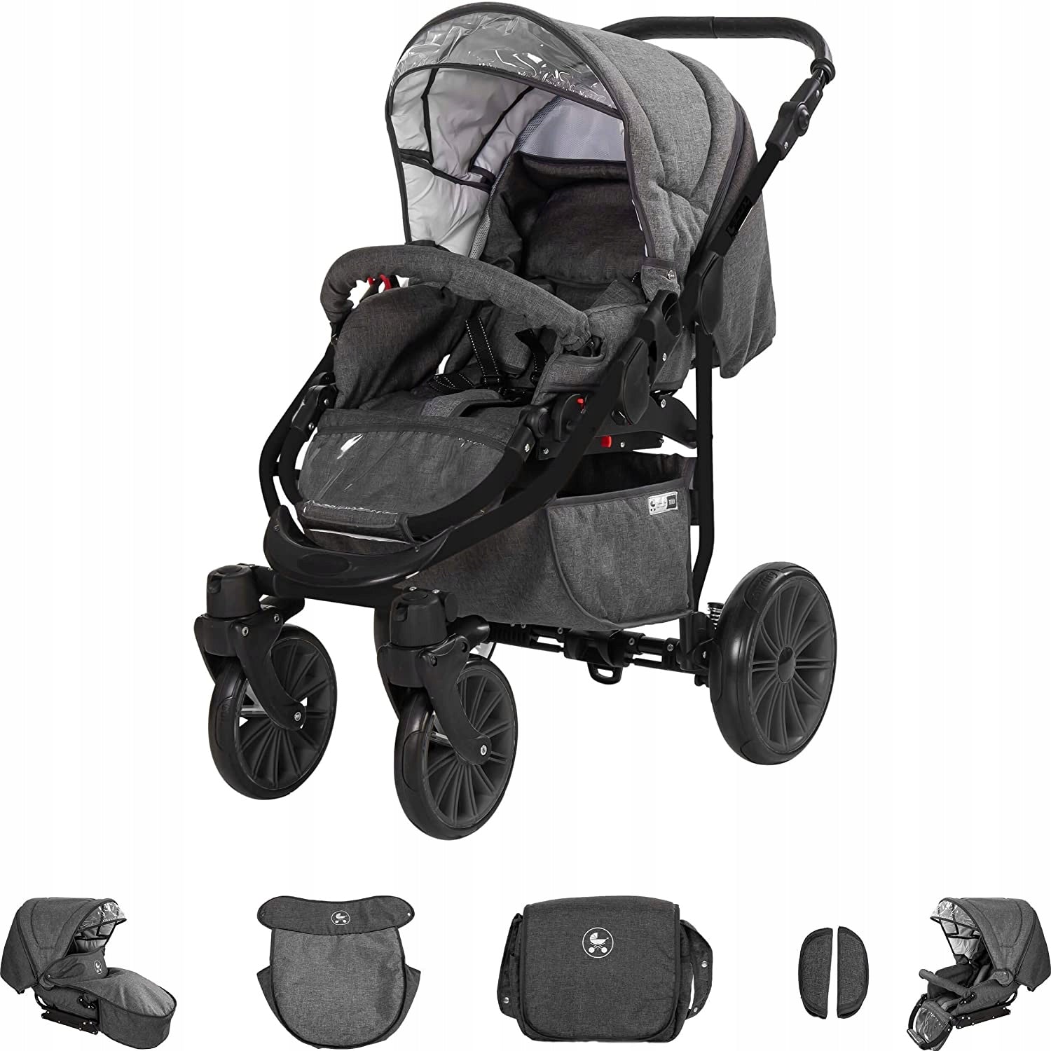 Baby Stroller 4in1 Friedrich Hugo Berlin Grey Night Stroller For Baby Brand Friedrich Hugo