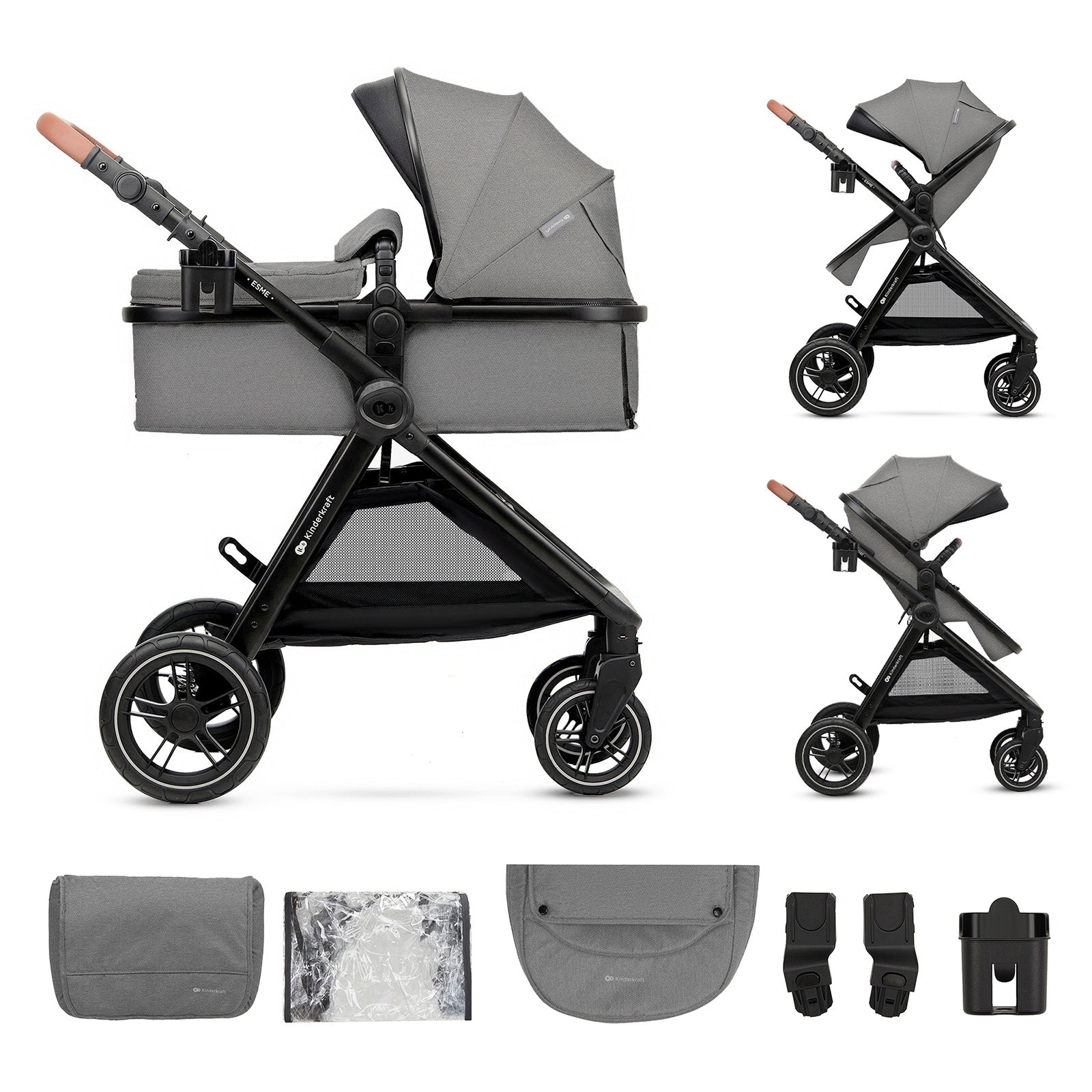 Baby Stroller Kinderkraft ESME 2 in 1 2025 Moonlight Grey