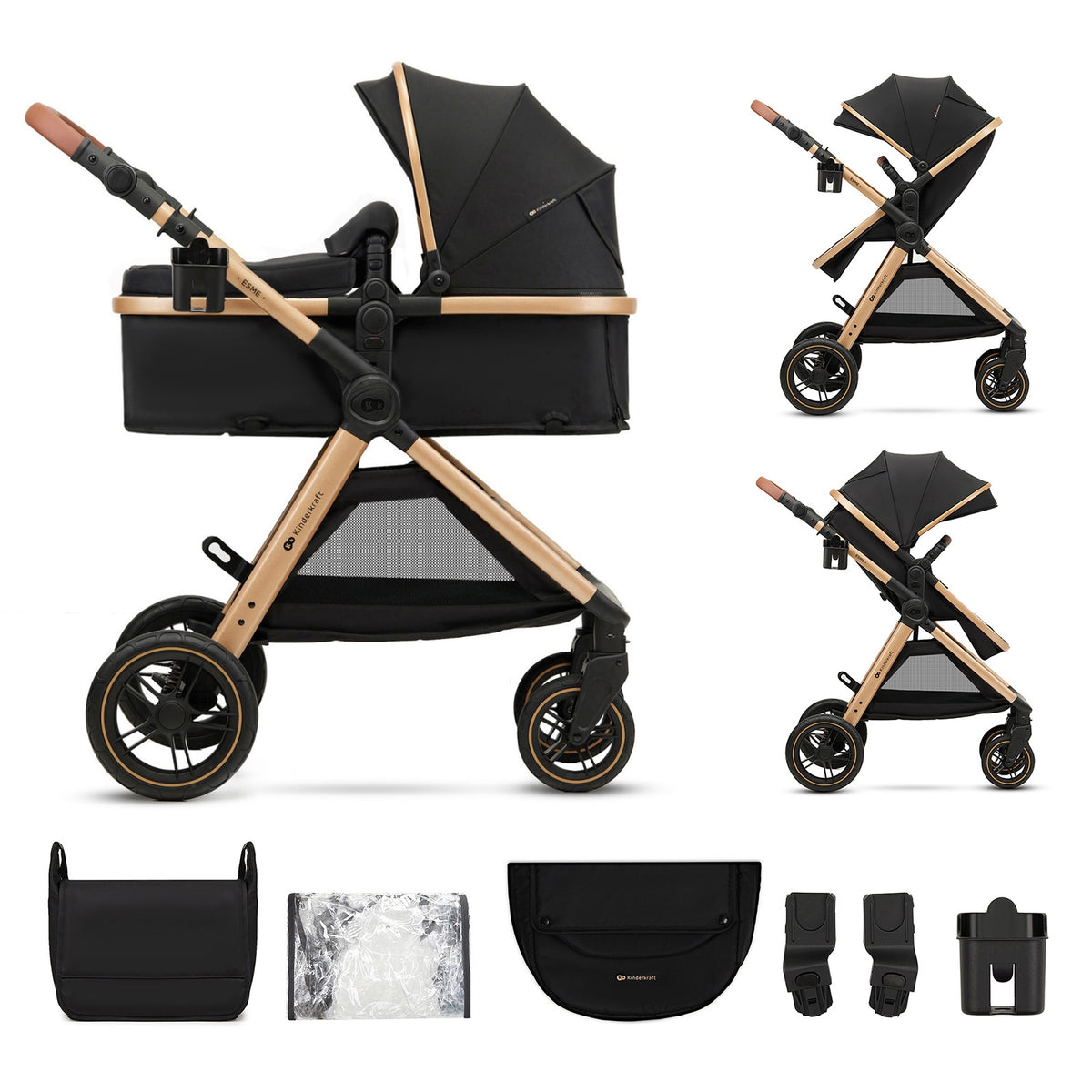 Baby Stroller Kinderkraft ESME 2 in 1 2025 Pure Black