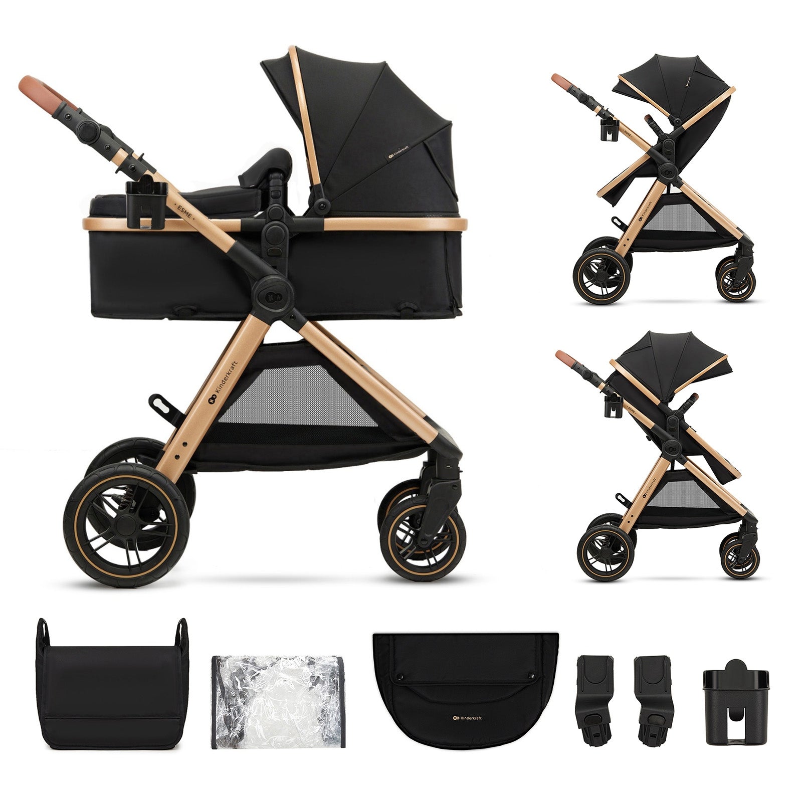 Baby Stroller Kinderkraft ESME 2 in 1 2025 Pure Black