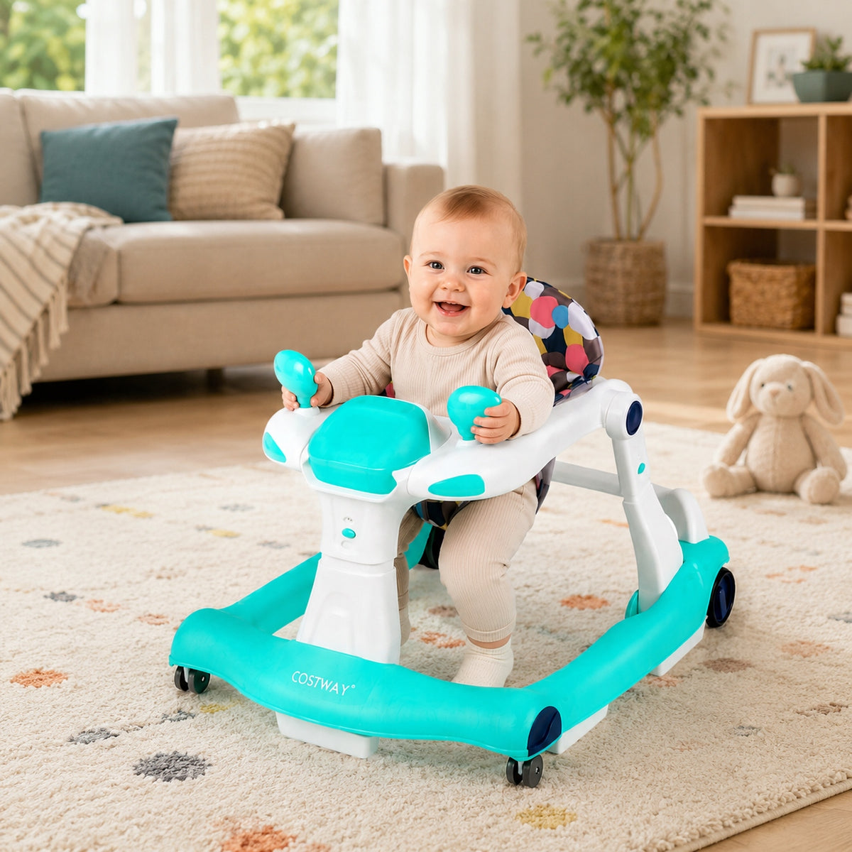 Baby Walker 2in1 Adjustable Interactive Folding Green 6-18M Manufacturer code BC10022GN