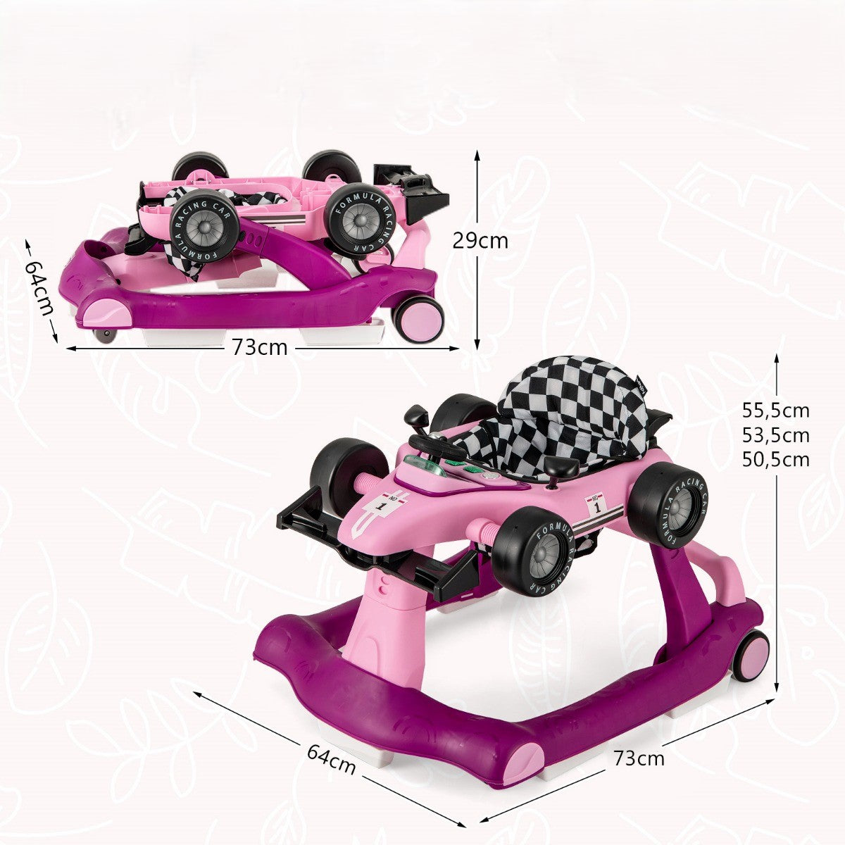 Baby Walker 4in1 Ride-On PUSHER Folding Height Adjustment FORMULA1 Manufacturer code BC10229VT