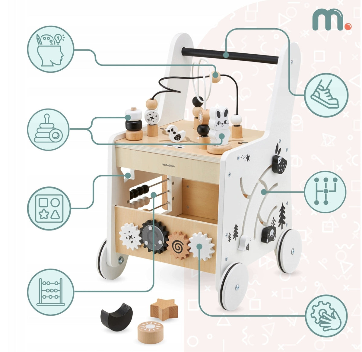 Baby Walker Wooden Pusher 6in1 with Educational Table Function Packaging status original