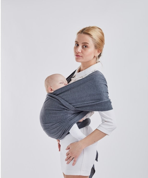 Baby Wrap Carrier Fabric Sling up to 20kg for Parents Grey Packaging status original