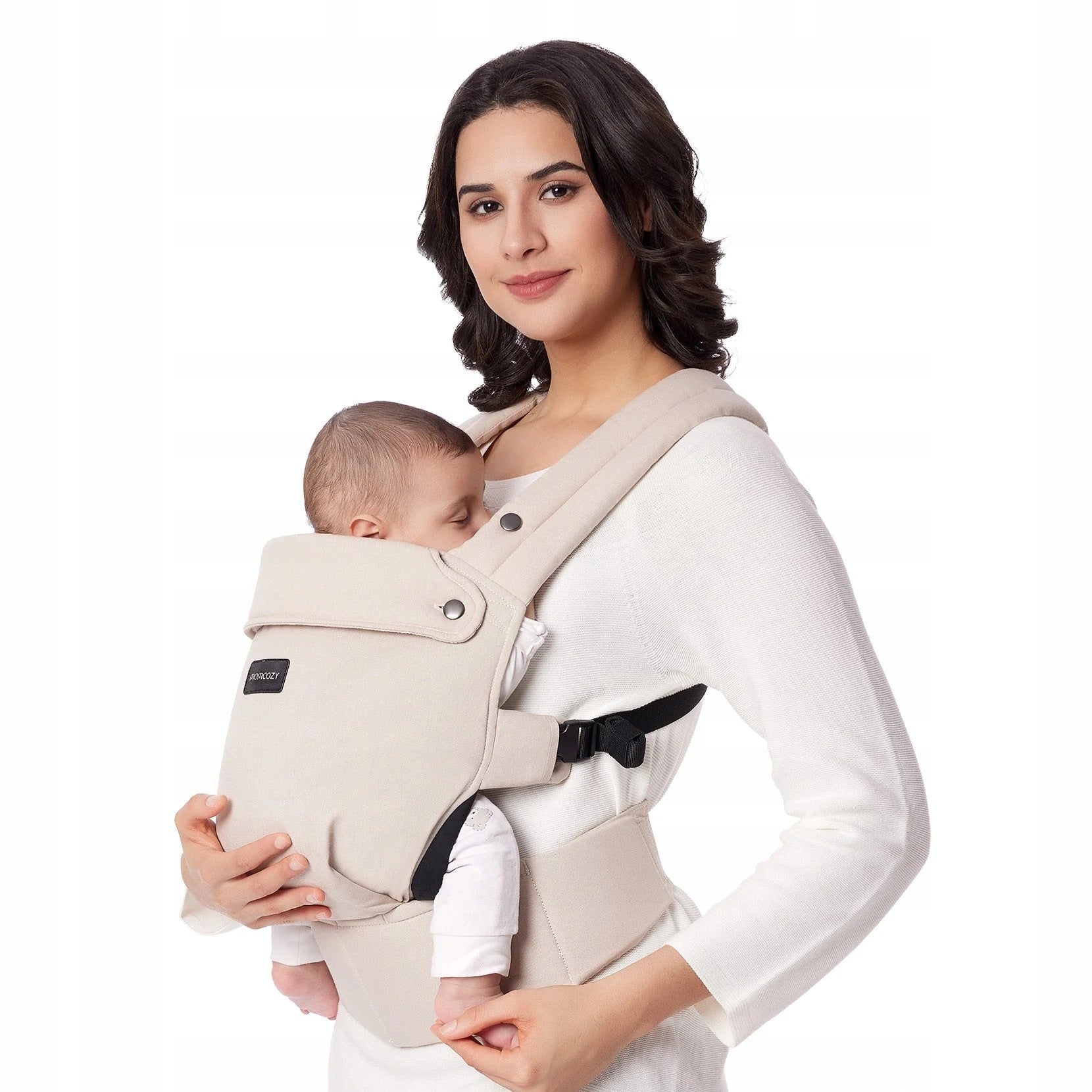 Baby carrier 3-20kg ergonomic beige lumbar support momcozy