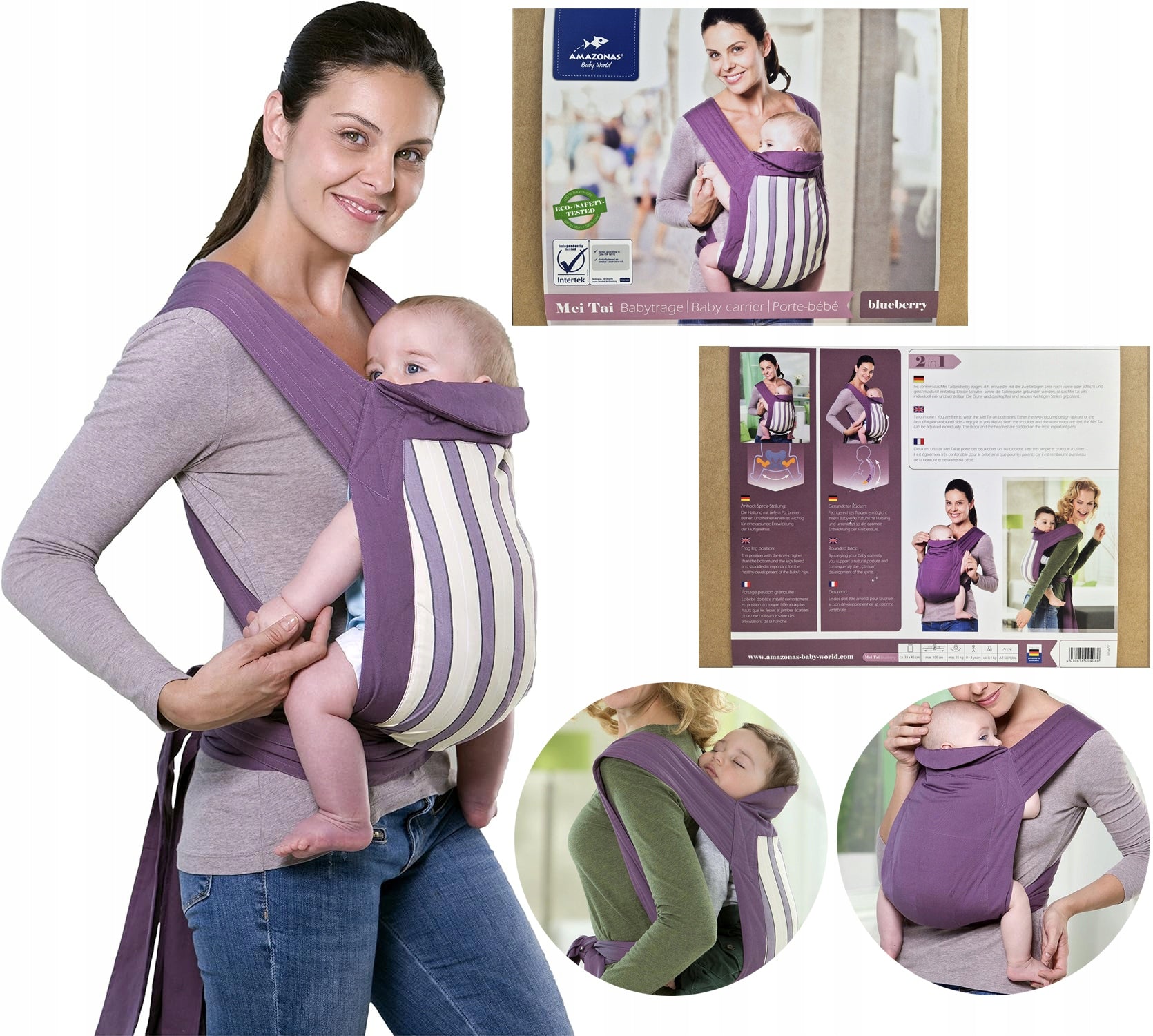 Baby carrier scarf Mei Tai blueberry Amazonas 15 kg