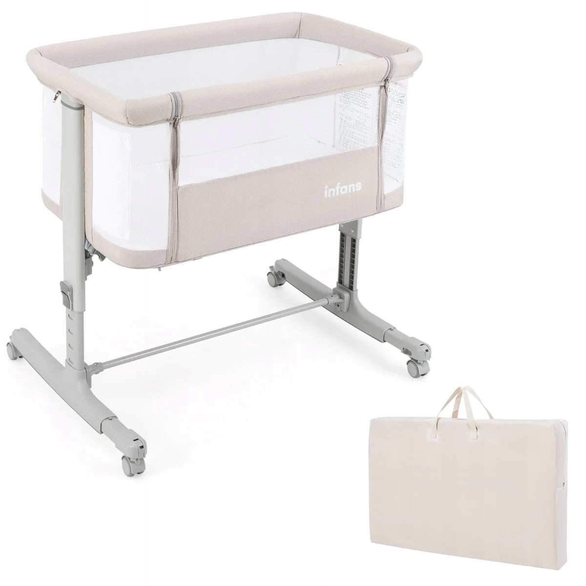 Baby cot 3 in 1 Travel cot with lowered side beige