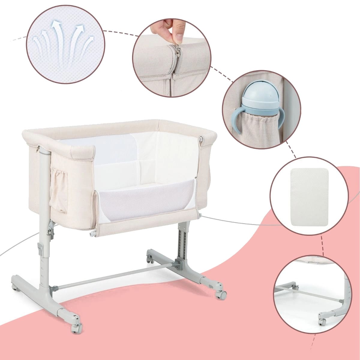 Baby cot 3in1 Cradle Gondola Color beige