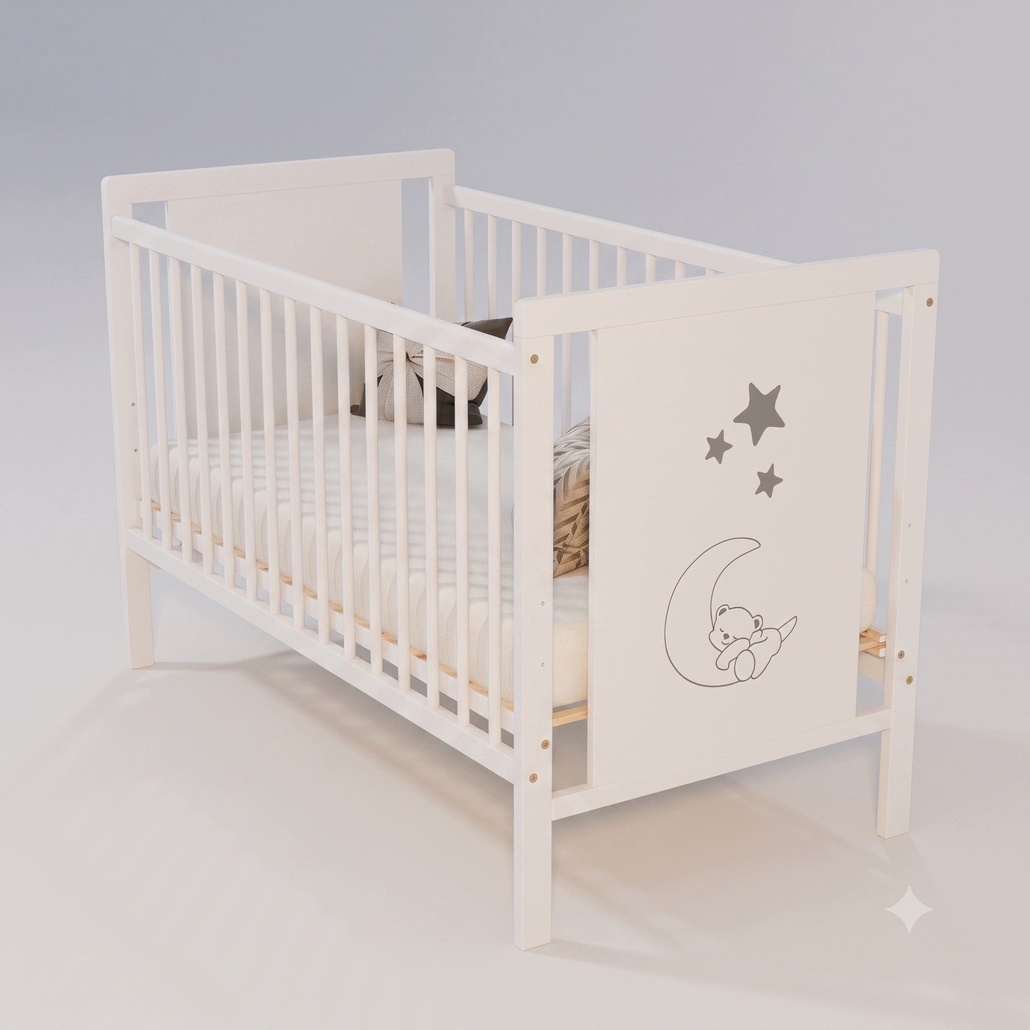 Baby cot KOTTO ASKO 120x60 cm made of beech wood Manufacturer code BM-26