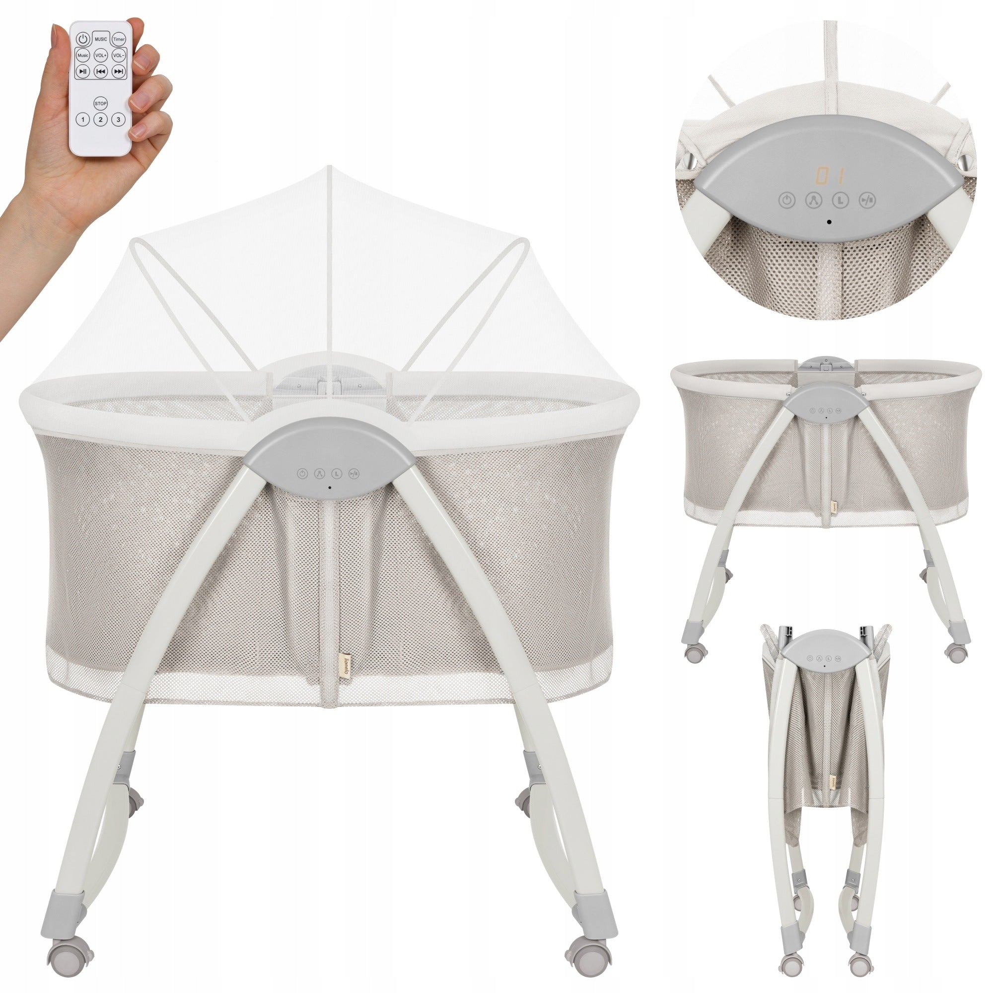 Baby cot WITH MOSQUITO NET CRADLE FOLDING 2in1 wheels Lionelo Gaya Medical device no