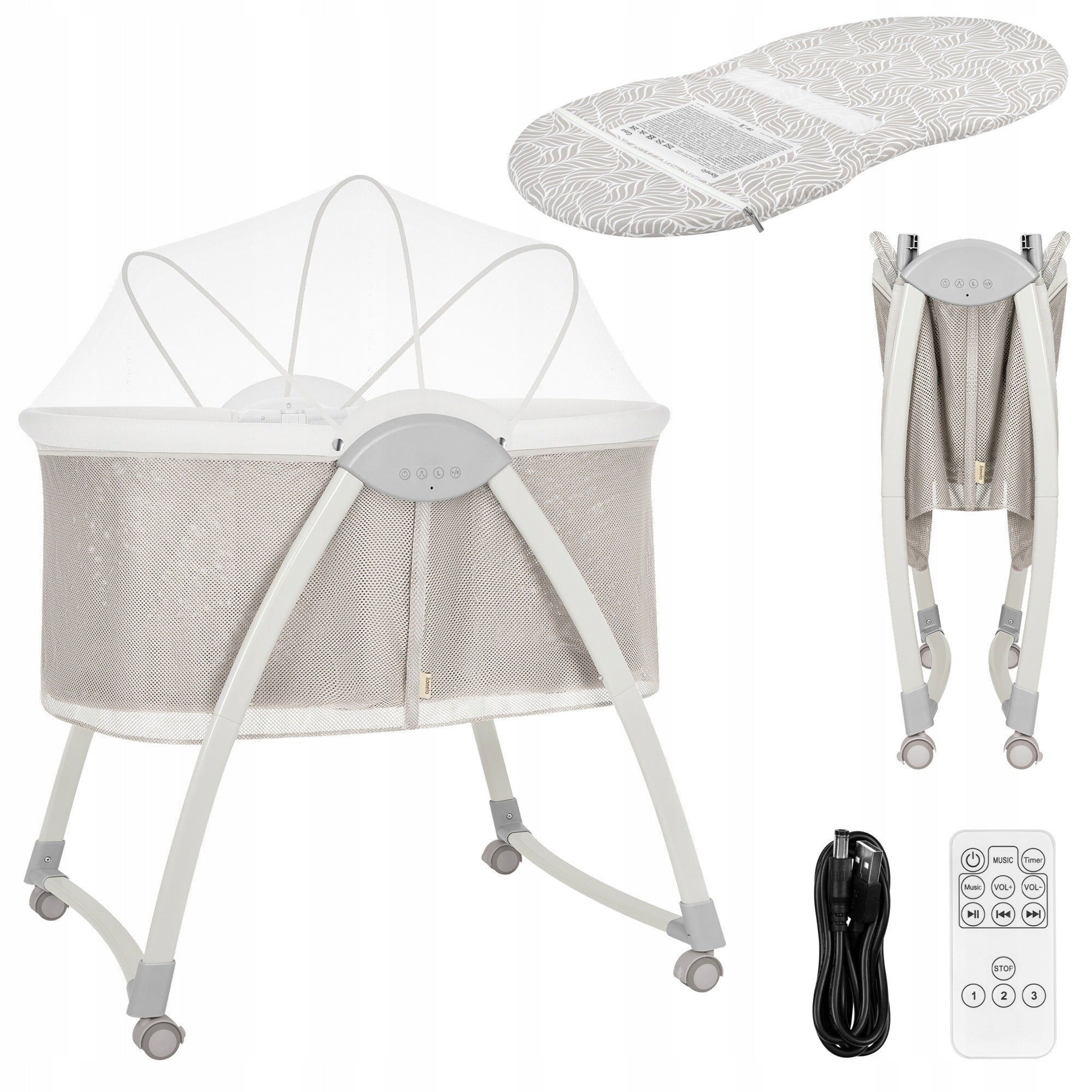 Baby cot WITH MOSQUITO NET CRADLE FOLDING 2in1 wheels Lionelo Gaya Packaging status original