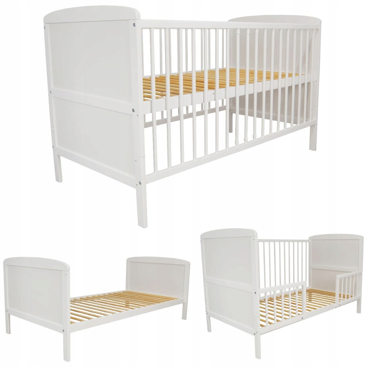 Baby cot couch 3in1 Kacperek white 140x70 cm pine wood