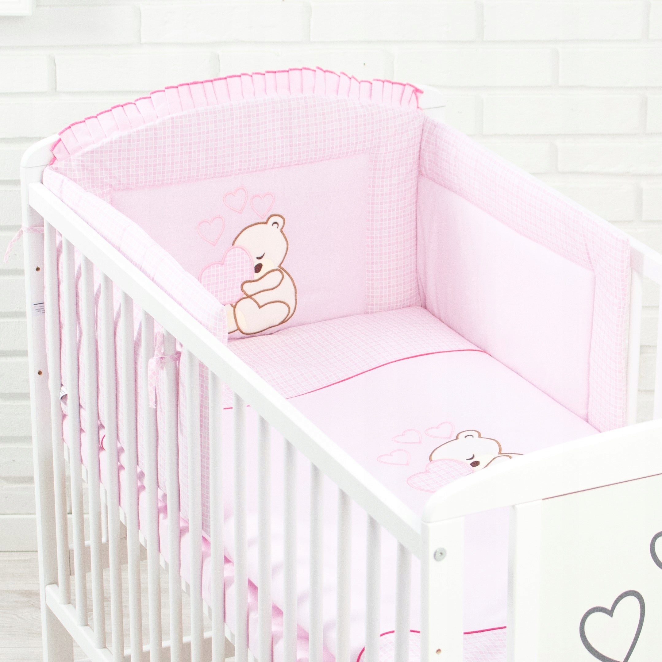 Baby cot with mattress bedding and canopy. 12 pieces Brand Bello