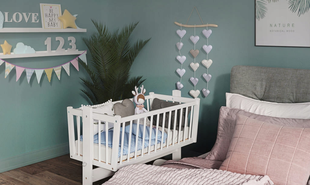 Baby cradle Karol WHITE 90X40 cm rocking basket pine wood circles Manufacturer code ŁD14 3 pościel
