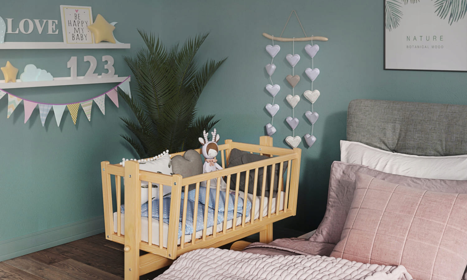 Baby cradle Karol pine 90X40 cm rocking basket pine wood circles Manufacturer code ŁD14 sosna