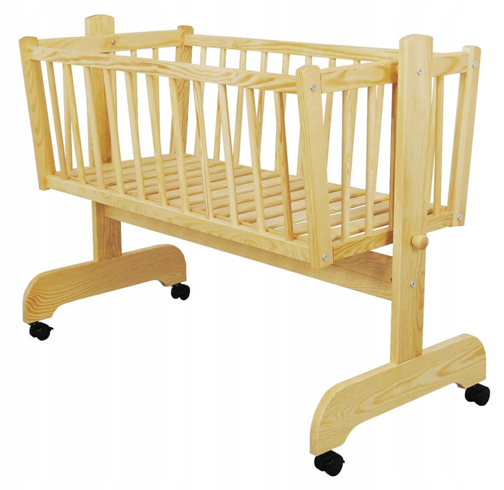 Baby cradle Karol pine 90X40 cm rocking basket pine wood circles