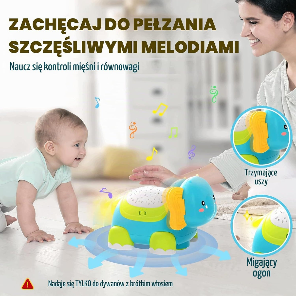 Baby crawling toy with music and projector, elephants Character/Title other