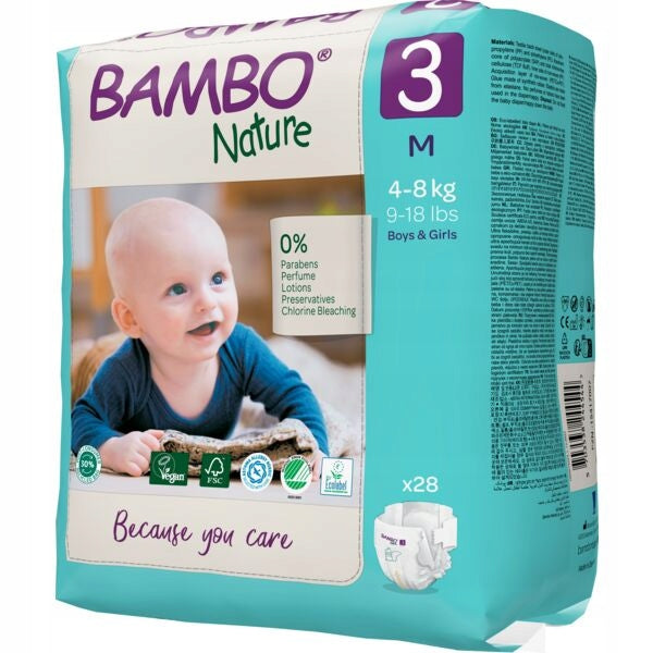 Baby diapers Bambo Nature 3 midi (4-8 kg, 28 pcs) Manufacturer code 1000019253