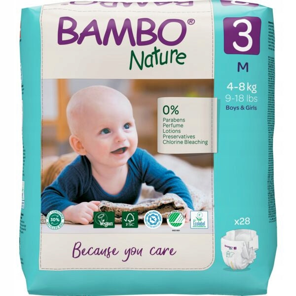 Baby diapers Bambo Nature 3 midi (4-8 kg, 28 pcs)