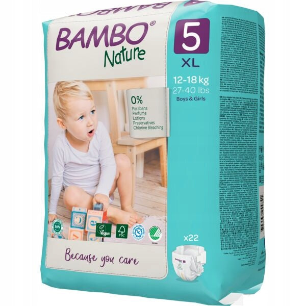 Baby diapers Bambo Nature 5 junior (12-18 kg, 22 pcs) Manufacturer code 1000019255