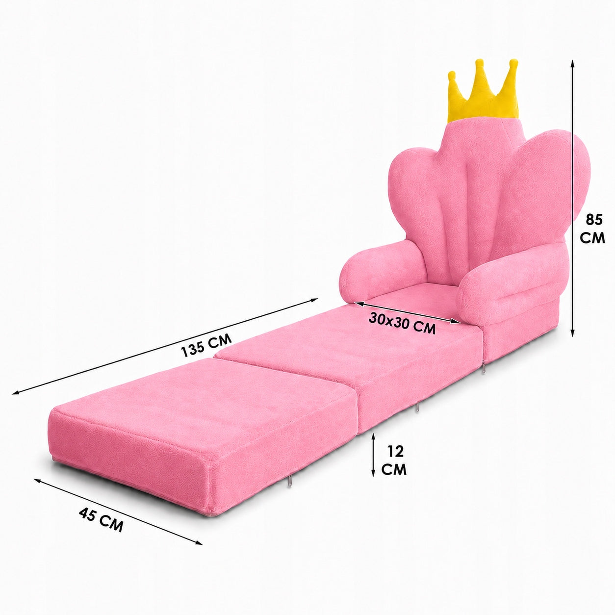 Baby high chair pink throne plush couch with crown children's armchair Brand MATERACE Z GÓR