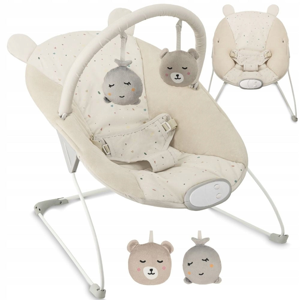 Baby lounger MoMi GLOSSY beige - melodies vibration toy