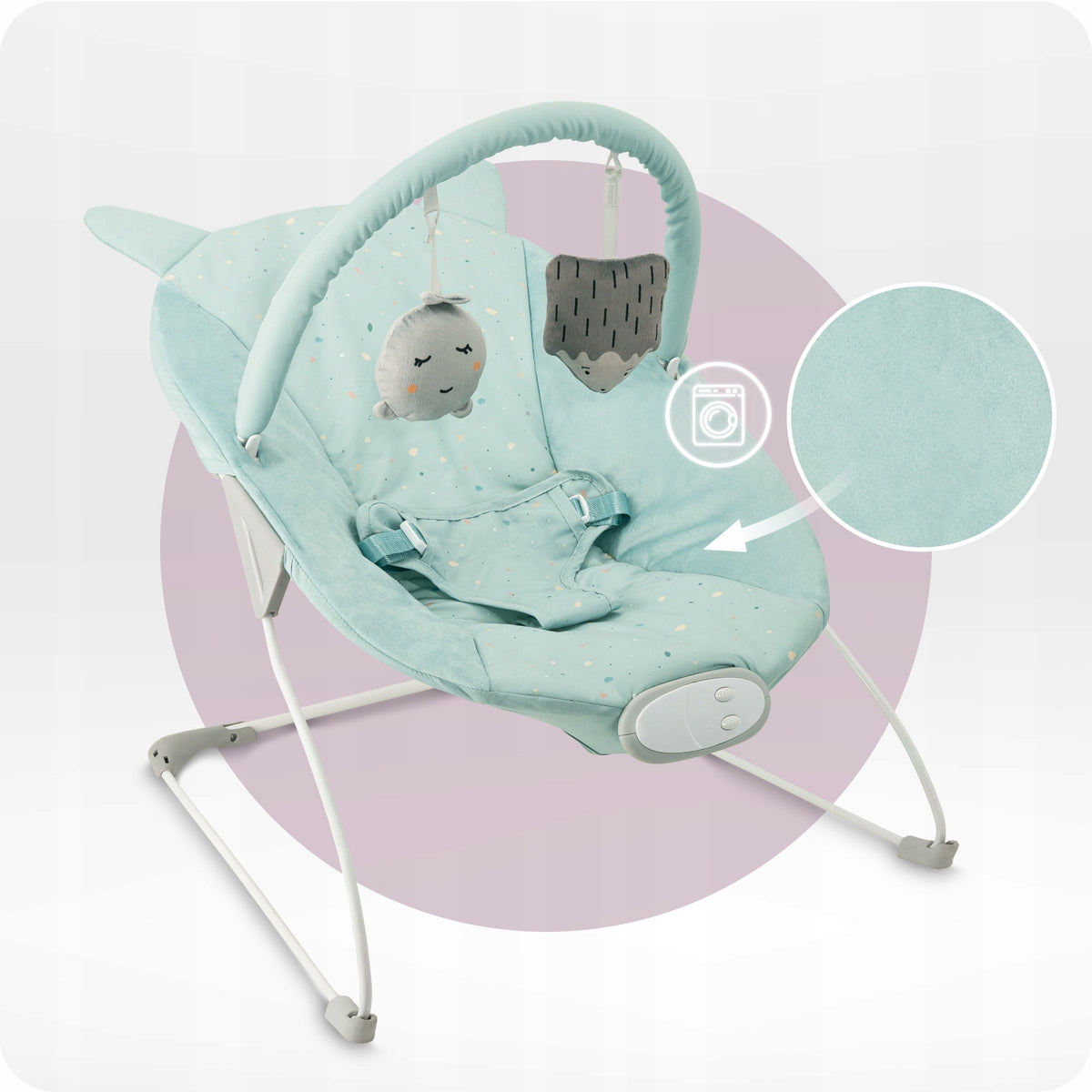 Baby lounger MoMi GLOSSY blue - melodies vibration toy Batteries included no