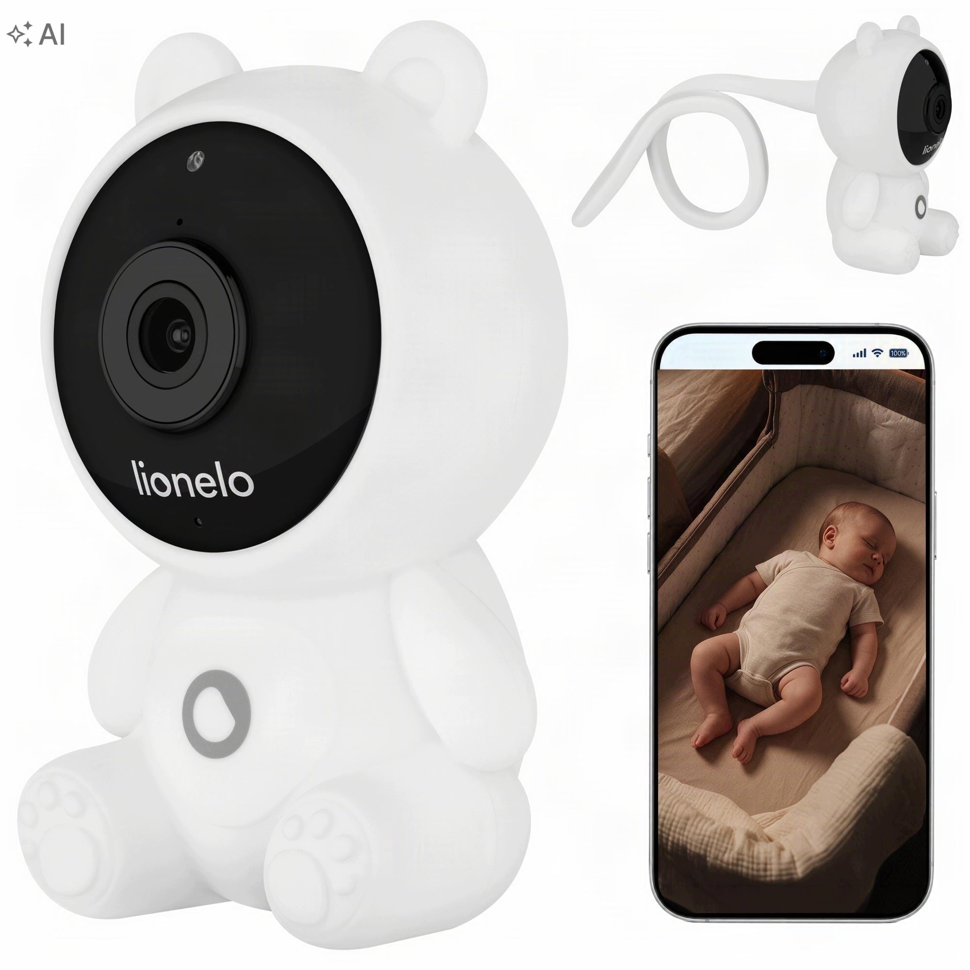 Baby monitor WiFi app on tel small for holidays Lionelo BABYLINE Packaging status original