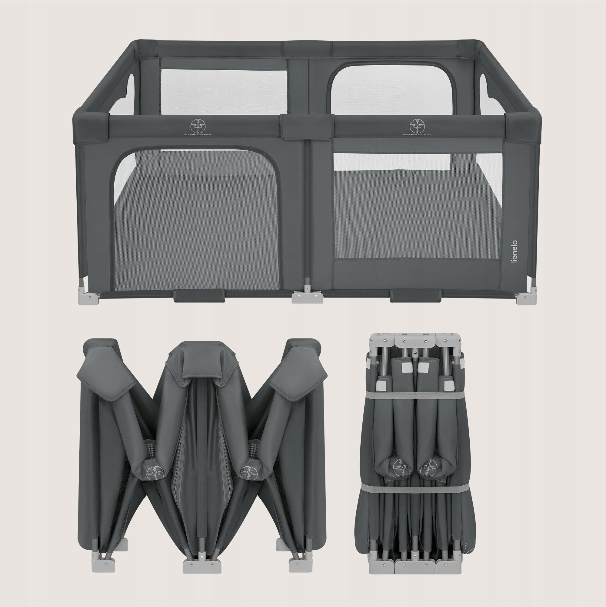 Baby playpen 151x185 QUICK FOLDING bag Lionelo Florence EasyFold Manufacturer code LO-FLORENCE EASY FOLD GREY GRAPHITE