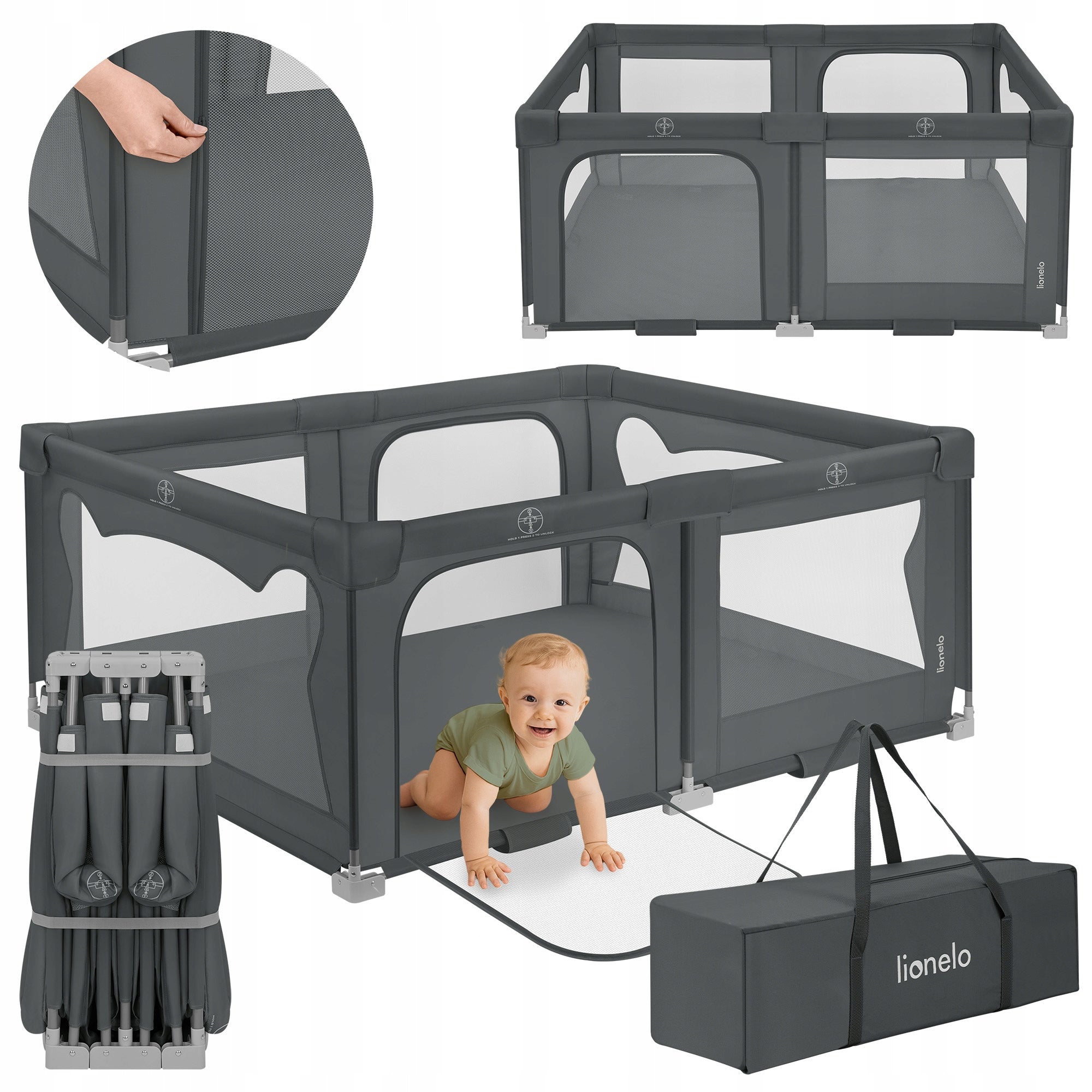 Baby playpen 151x185 QUICK FOLDING bag Lionelo Florence EasyFold