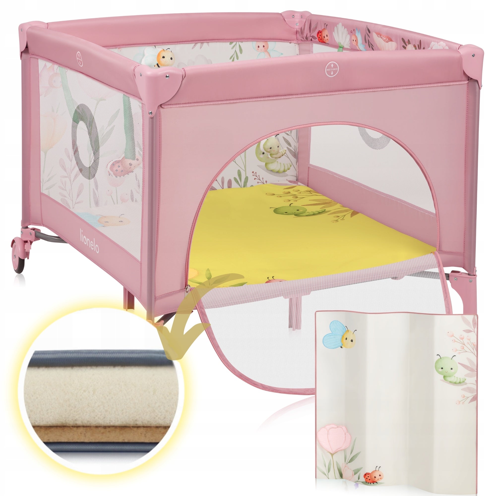 Baby playpen folding MATTRESS carry bag wheels Lionelo Mille+ Kind playpen