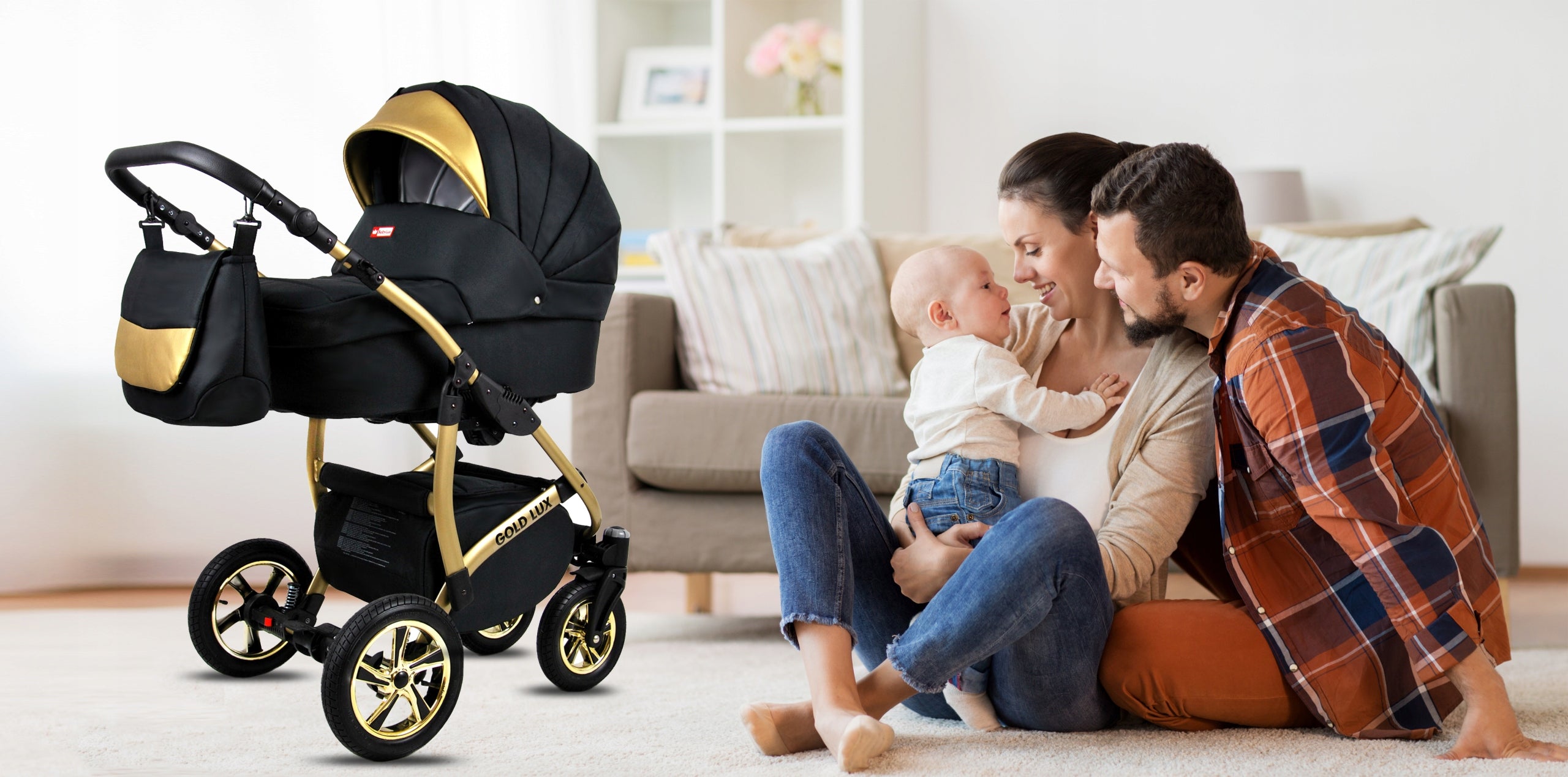 Baby stroller 3in1 BabyLux GOLD LUX gondola stroller car seat Manufacturer code 5904905103154