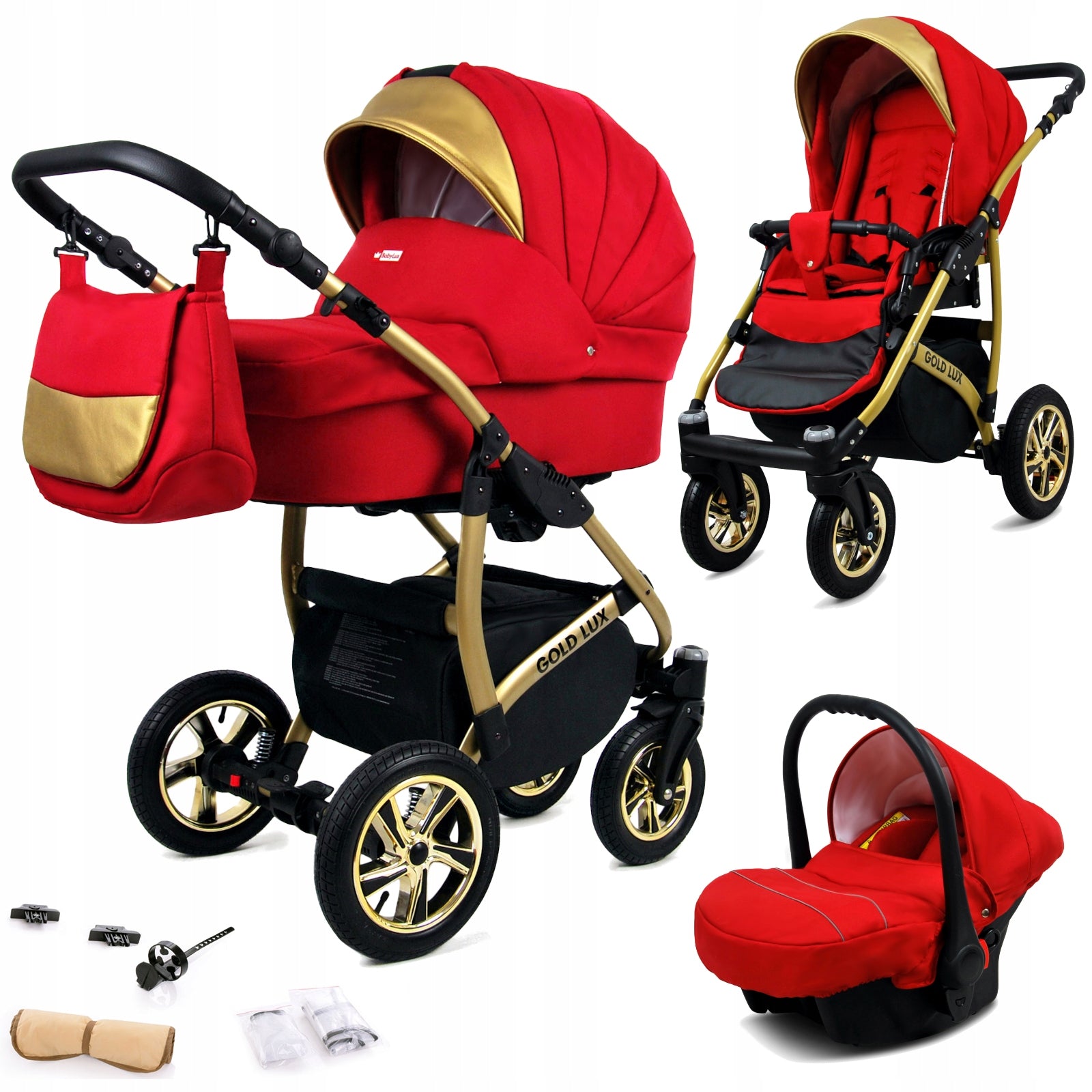 Baby stroller 3in1 BabyLux GoldLux stroller gondola car seat