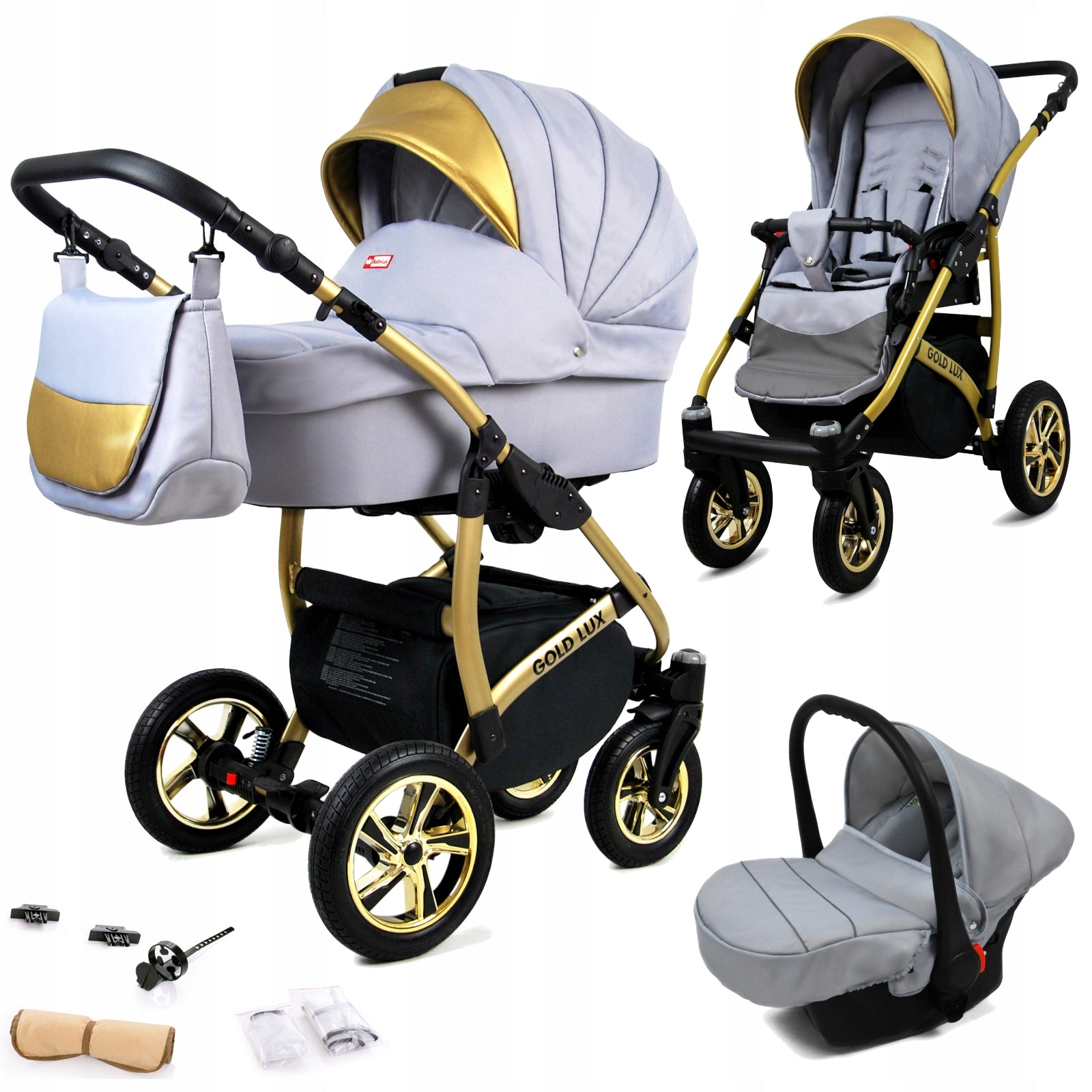 Baby stroller 3in1 BabyLux GoldLux stroller gondola car seat