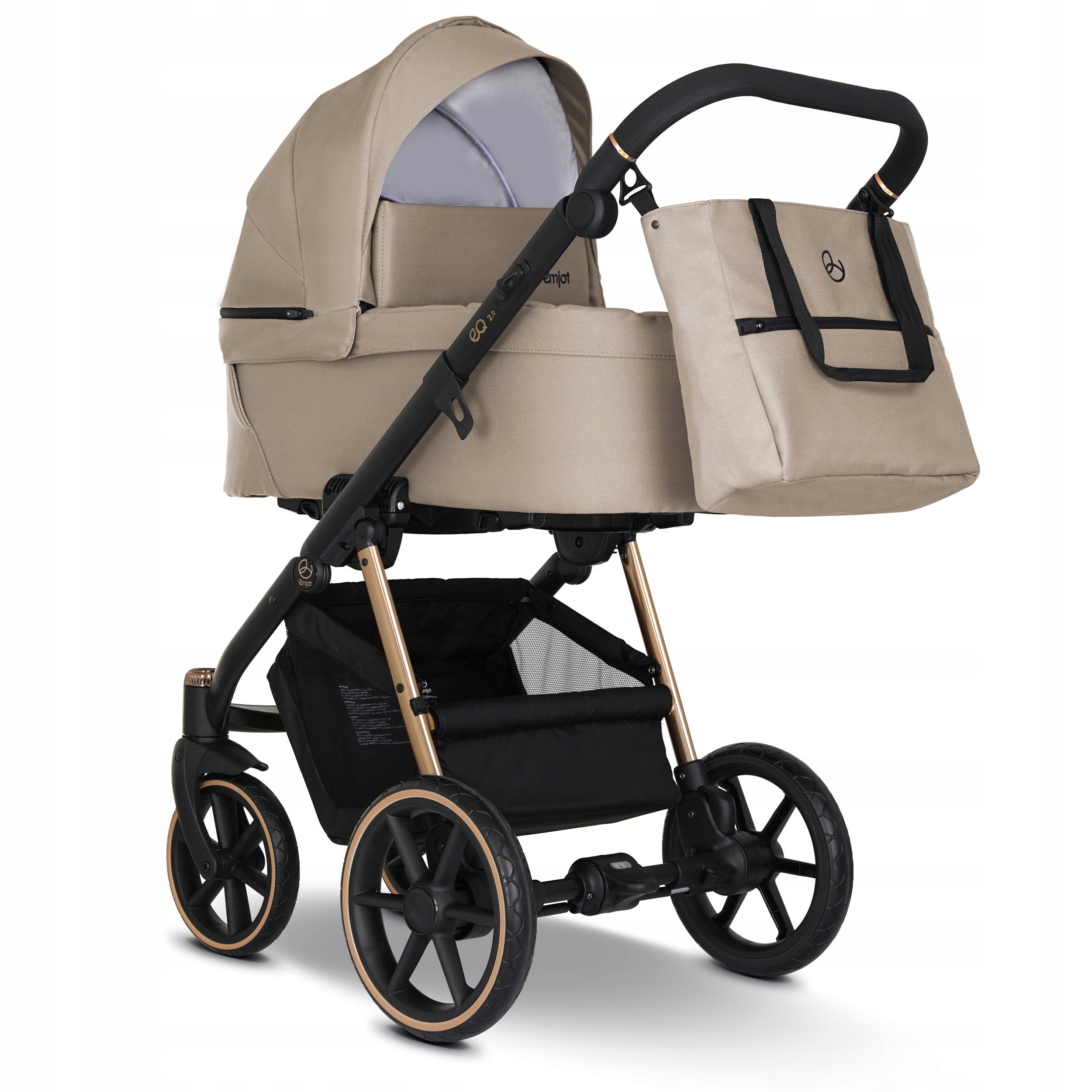 Baby stroller 3in1 EMJOT EQ 2.0 GOLD multifunctional beige accessory. F. Cosmo Packaging status original