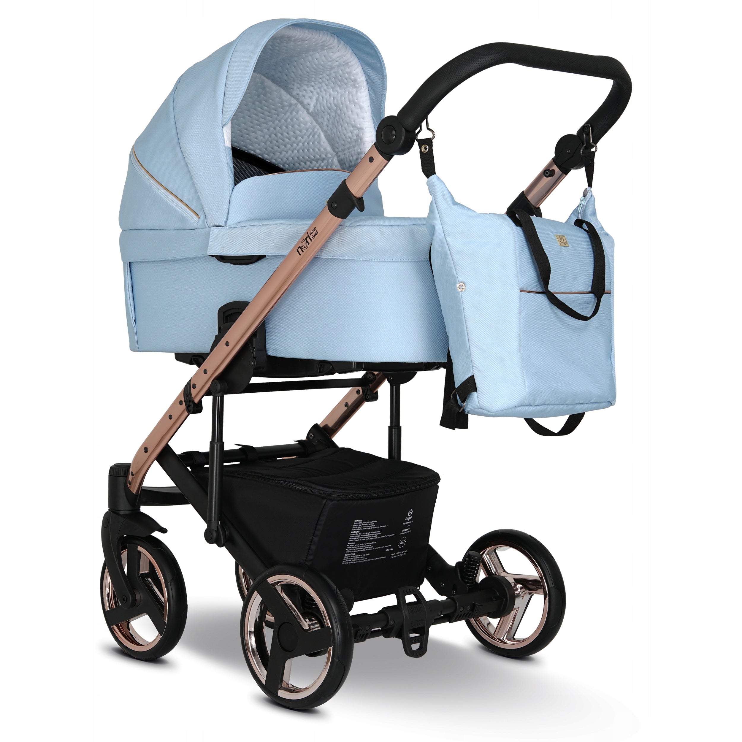Baby stroller 3in1 EMJOT NERI ROSE GOLD multifunctional blue F. Cosmo Packaging status original