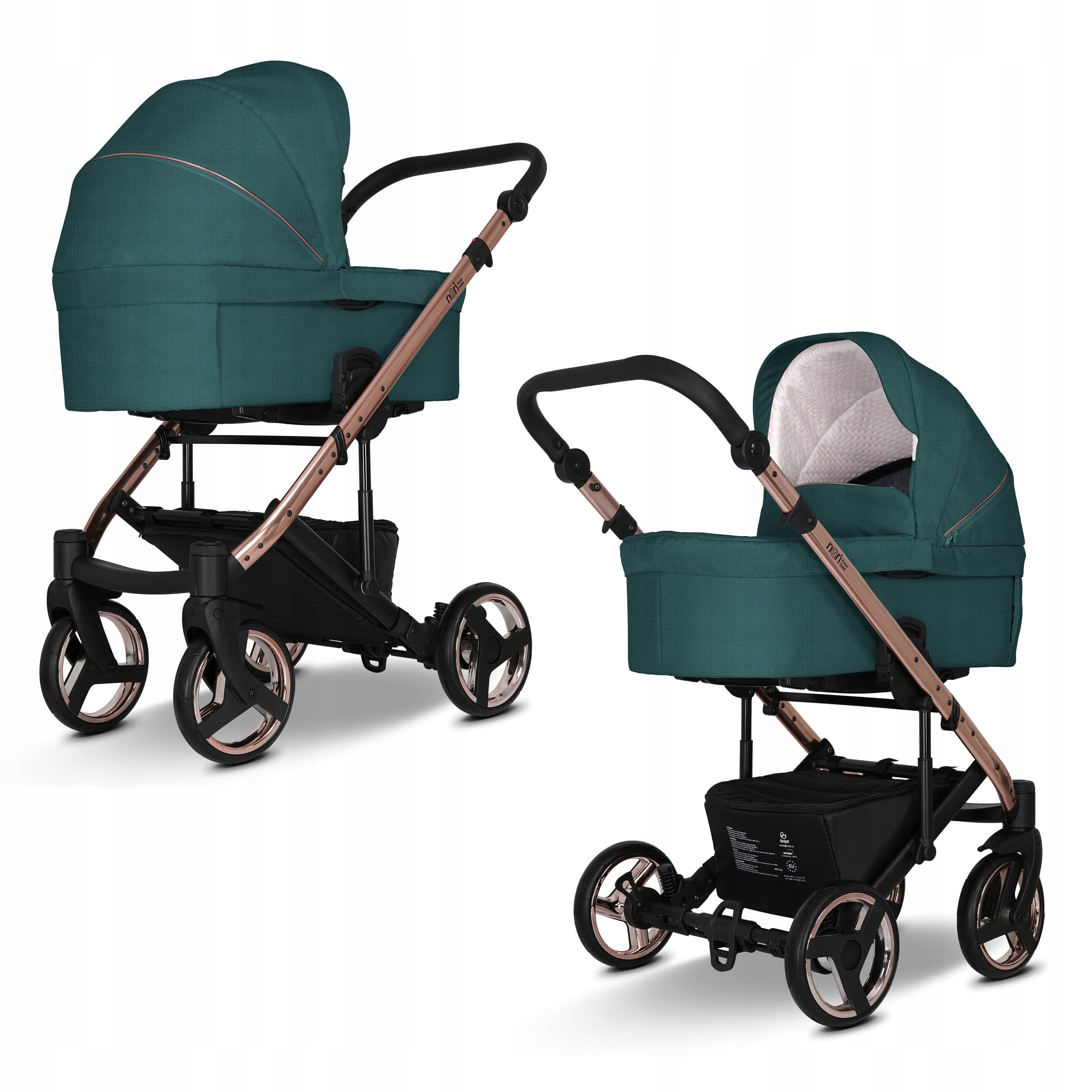 Baby stroller 3in1 EMJOT NERI ROSE GOLD - multifunctional, green, F.COSMO Manufacturer code EMJOT NERI ROSE GOLD 004-3w1