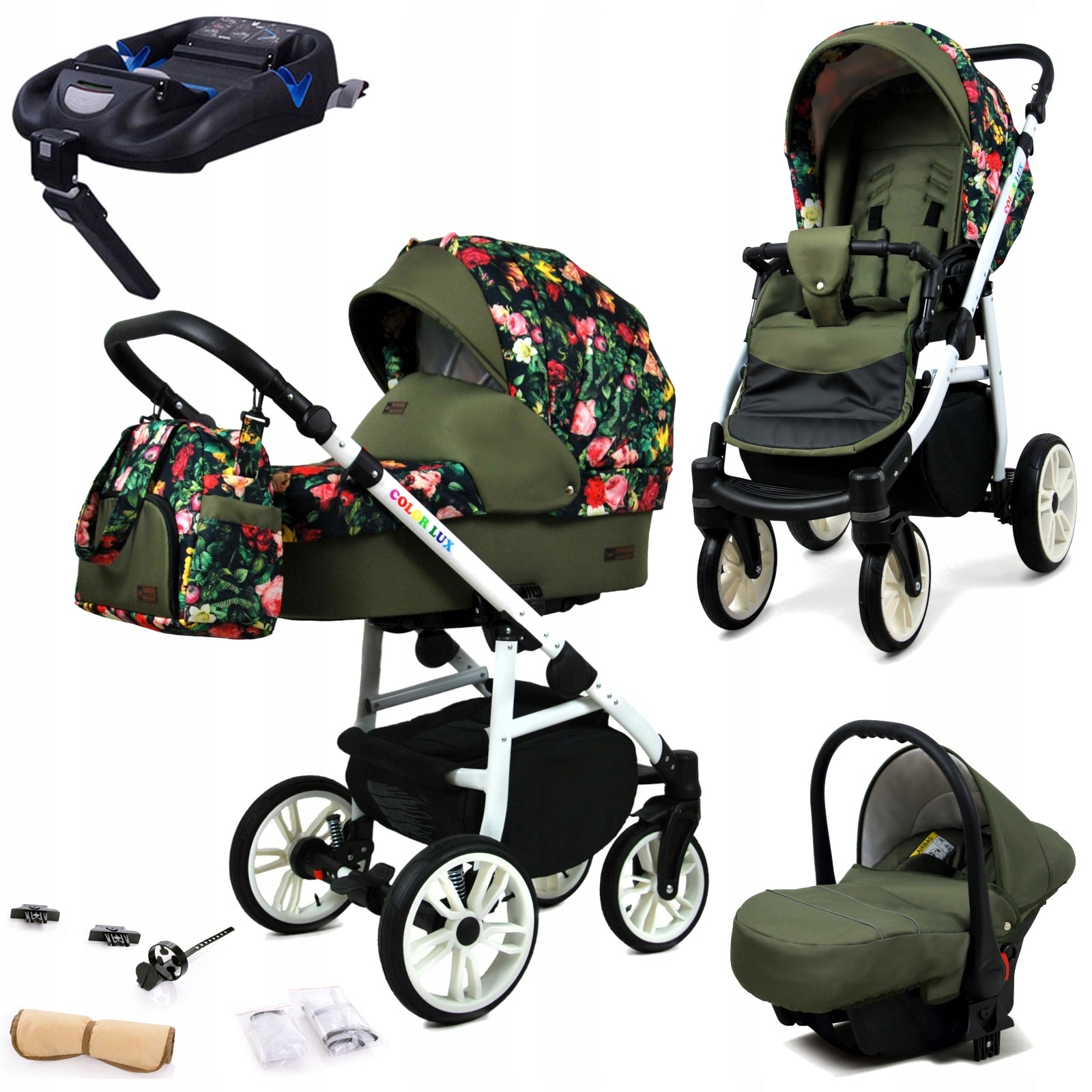 Baby stroller 4in1 BabyLux ColorLux stroller gondola seat ISOFIX base