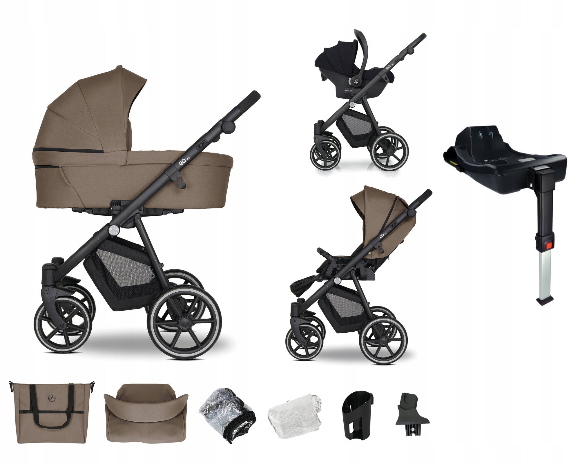 Baby stroller 4in1 EMJOT EQ 2.0 multifunctional c. beige Cosmo base isofix