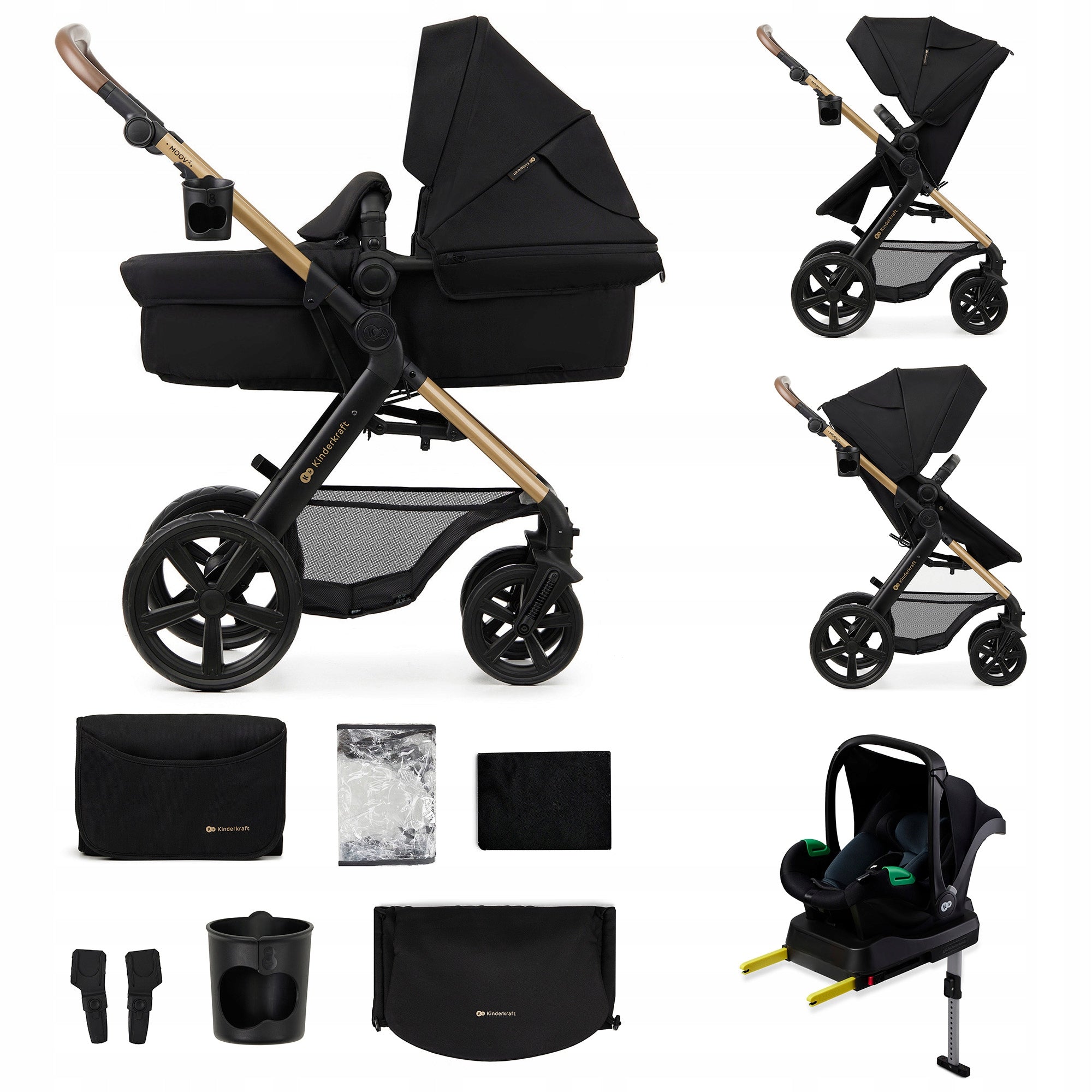 Baby stroller 4in1 Kinderkraft MOOV 2 EVA multifunctional seat black Manufacturer code KSMOOV2BLKEV400