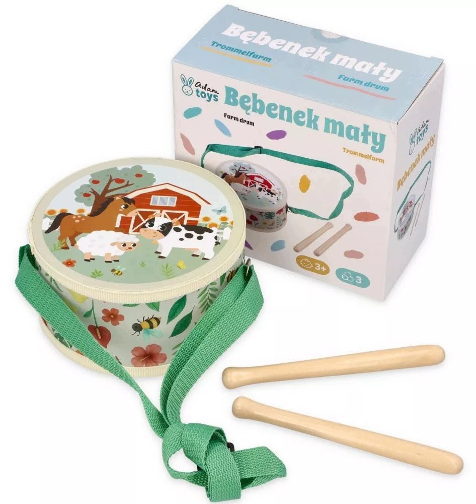 Baby toy WOODEN DRUM with motif FARM cute and colorful Manufacturer code N4081