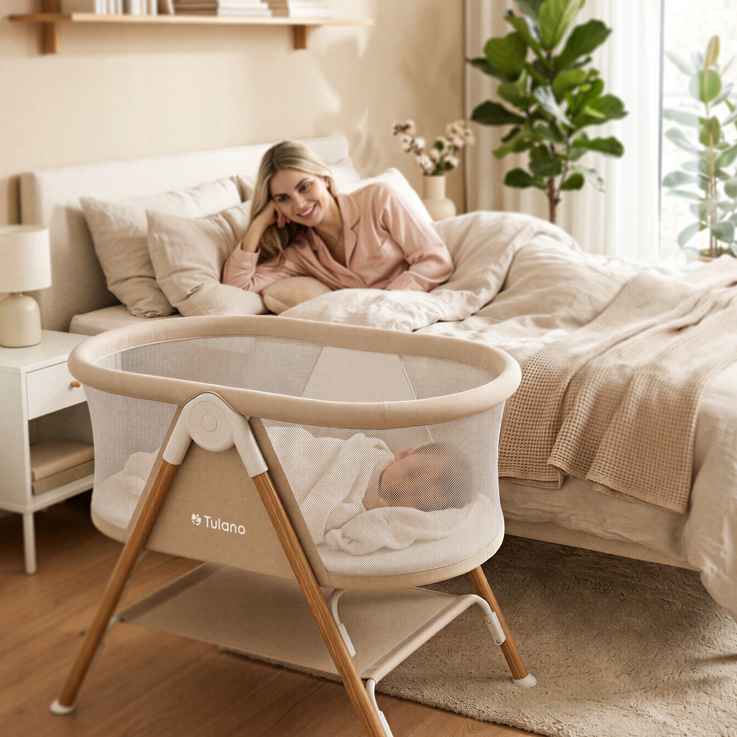 Baby travel cot CRADLE TULANO beige mattress + BAG Packaging status original