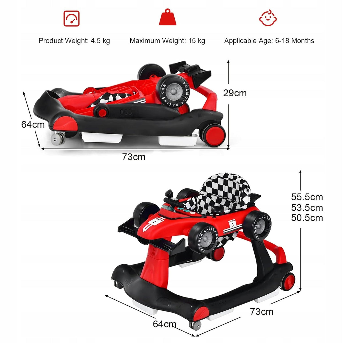 Baby walker 4 in 1, baby walker for baby from 6 months (red) Manufacturer code CD21330SFPL