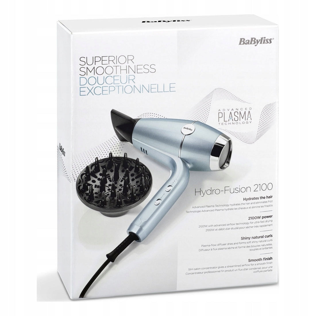 Babyliss Hair Dryer Hydro Fusion 2100W Concetator Diffuser D773 Brand BaByliss