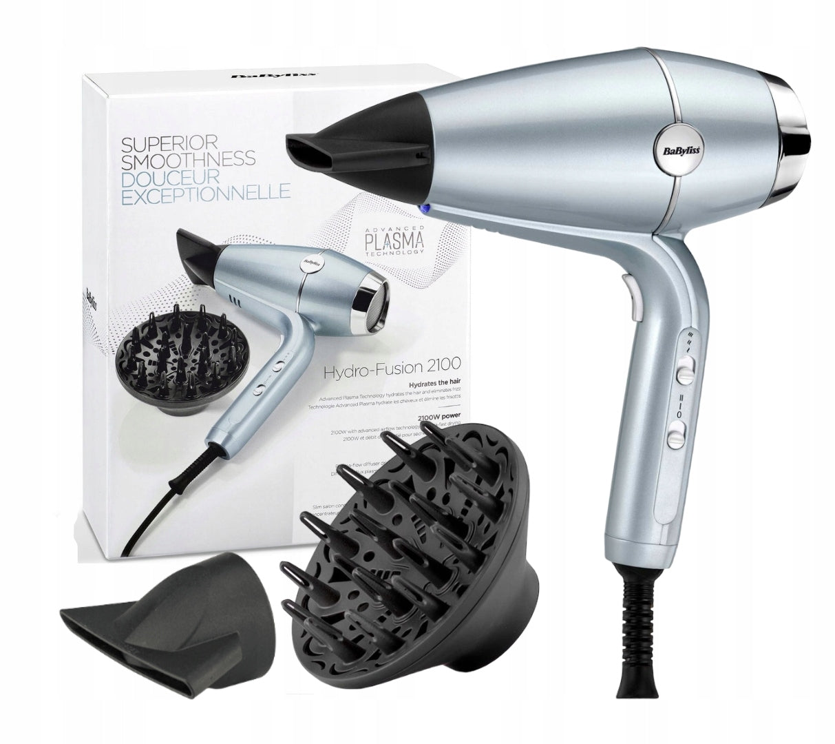 Babyliss Hair Dryer Hydro Fusion 2100W Concetator Diffuser D773