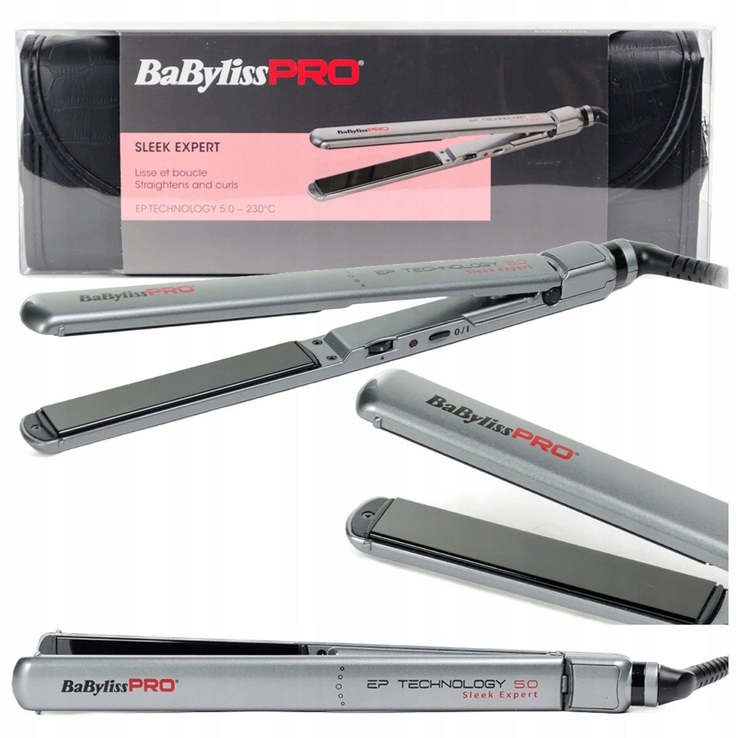 Babyliss Pro Hair Straightener Sleek Expert 24mm Titanium Mat Glove Packaging status original
